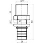 Переходник Stout SFA 0001 25xR 3/4, аксиальный, с наружной резьбой