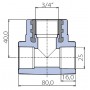 Тройник Ekoplastik 25x3/4x25 внутренняя резьба